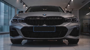 For 2023-2025 BMW 3 Series G20 - Double Grille with LED - Gloss Black